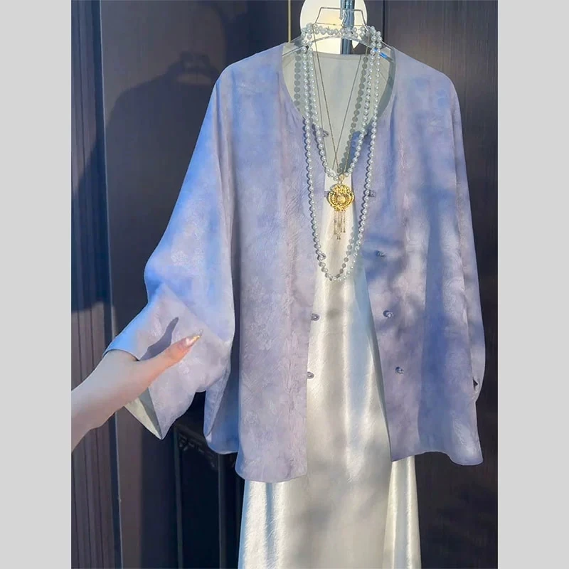 

Женские блузки в китайском стиле, винтажные рубашки с принтом, модная свободная летняя одежда, корейские женские топы с длинными рукавами