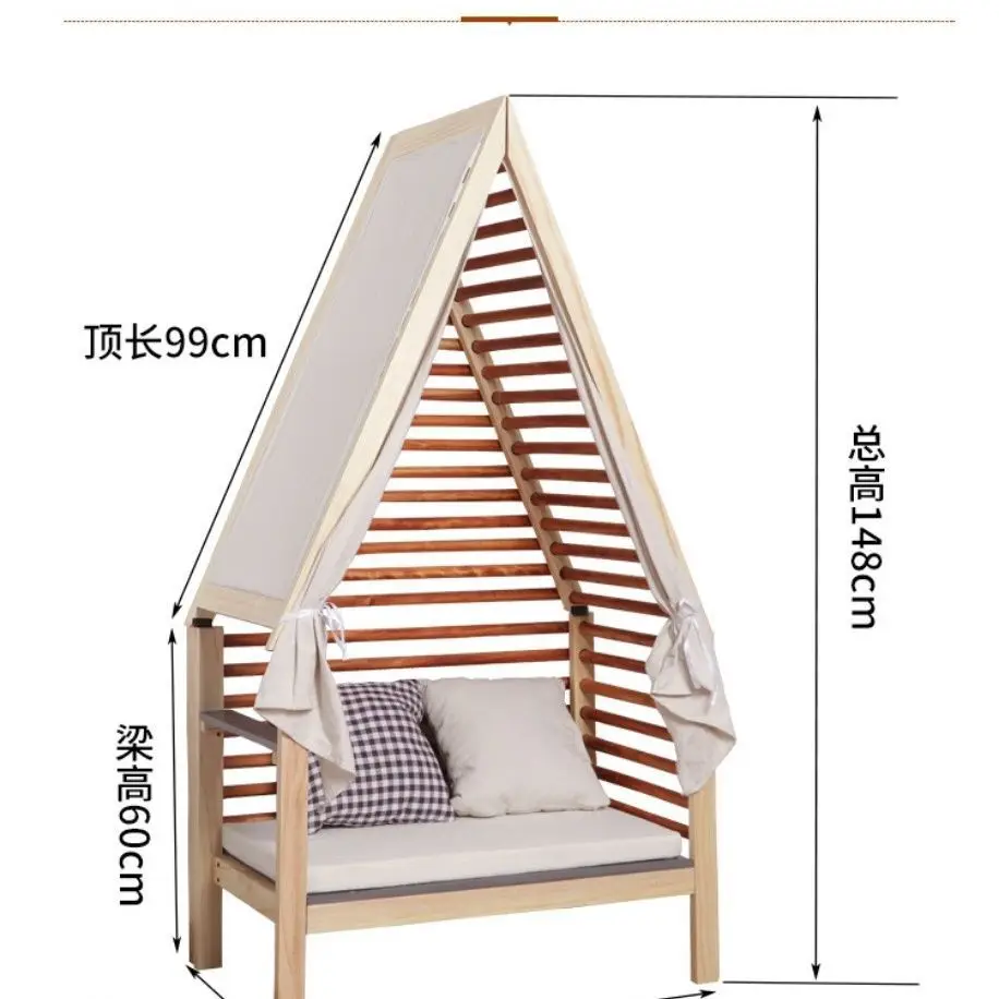 

Kindergarten reading corner small sofa solid wood pine small bed children's room stool chair decoration Nordic style
