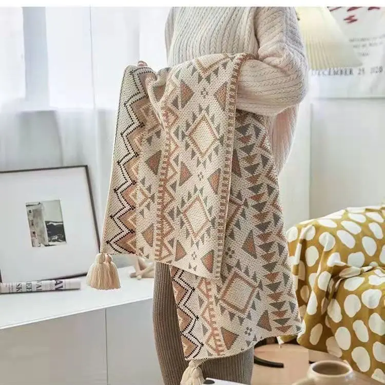 

Simple Knitted Wool Bohemian Shawl Blanket Nap Blanket Blanket Sofa Covering Air Conditioning Blanket blankets for beds