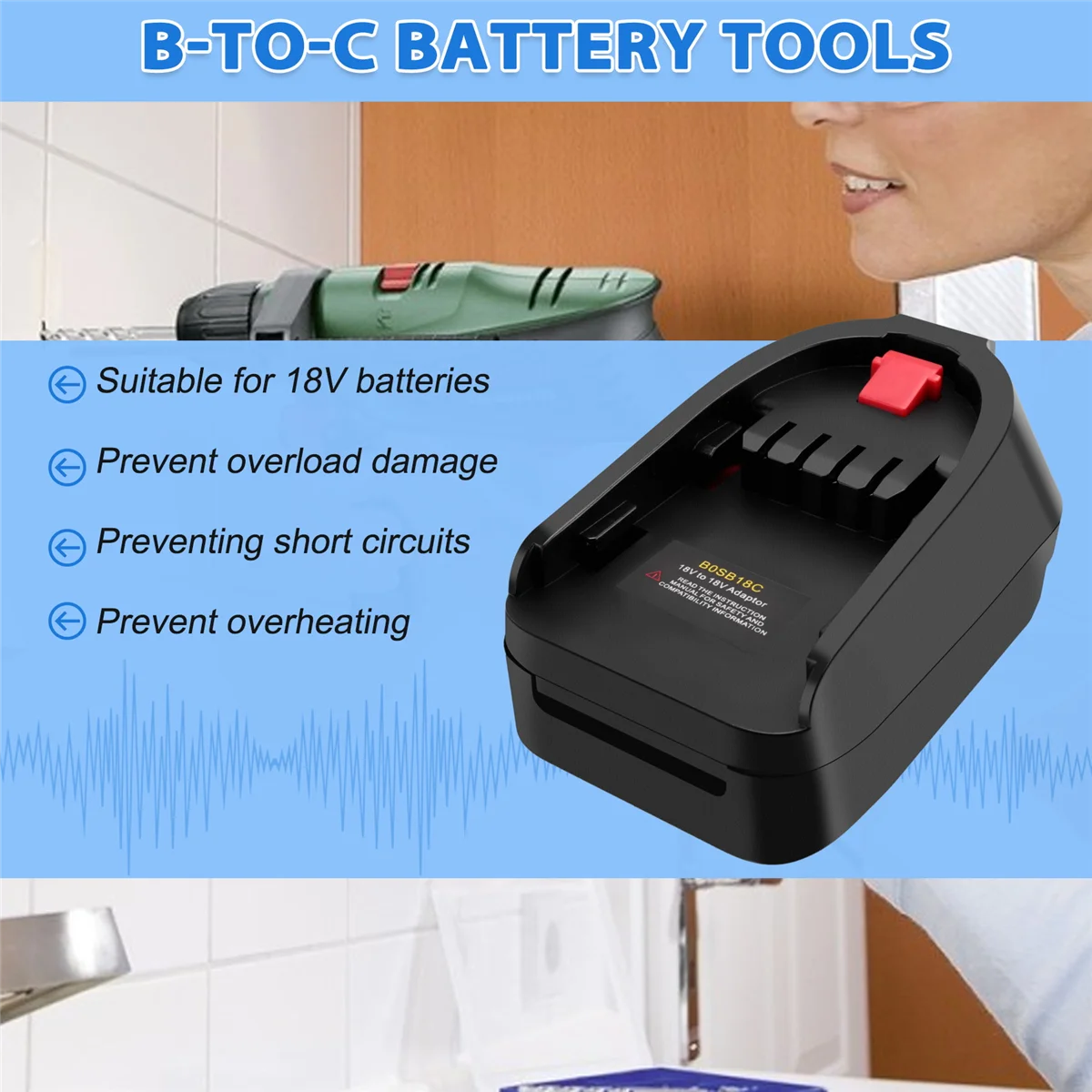 Адаптер-преобразователь BOSB18C для литий-ионного аккумулятора Bosch 18 В BAT618 на домашнем литиевом электроинструменте, заменяет все 18 В