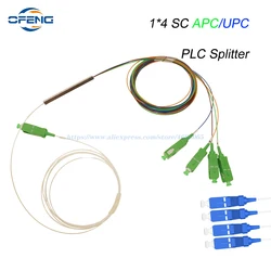 SC/APC SC/UPC 1X4 Fiber Optic PLC Splitter 0.9mm Steel Tube 1M Fiber Splitter Single Mode PVC FTTH Optical Connector customized