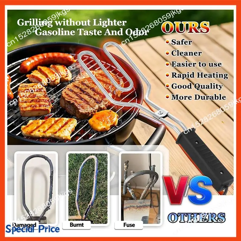 

Электрическая зажигалка ABIY Charcoalstarter, прочная нагревательная катушка из нержавеющей стали 304 с 25-дюймовым шнуром питания, вилкой стандарта США