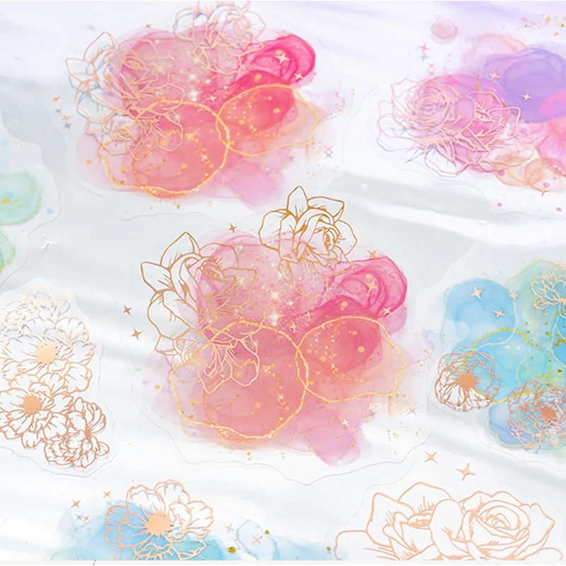 2Style 30Pcs/bag Watercolour Swoosh Foil Stamping PET Stickers Handbook Material Stickers DIY Calendar Photo Frame