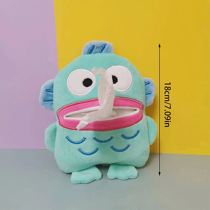 Cute Cartoon Hangyodon Sanrio Plush Doll Ugly Fish Tissue Box Keychain Kawaii Fluffy Stuffed Toy Backpack Pendant Periphery Gift