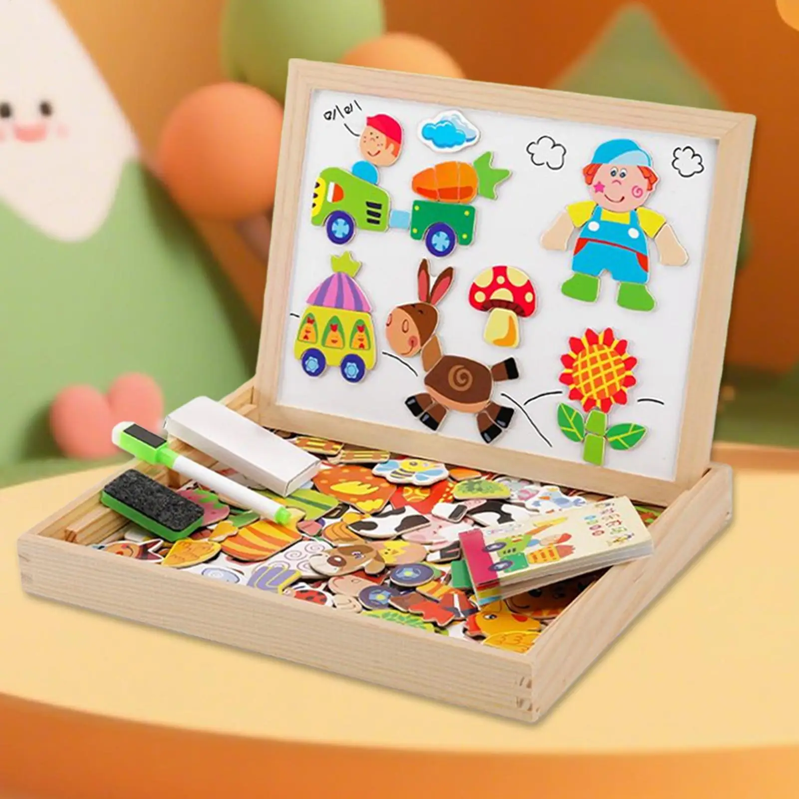 Kids Magnetic Board Wooden Kids Board Educational Toy Drawing Game For Learning Tool Preschool Classroom School Boys Baby