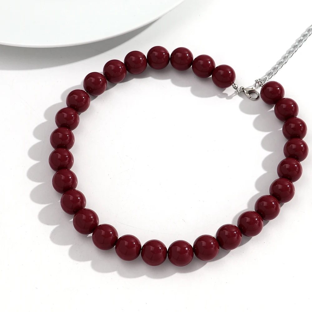 Boho Kleurrijke Acryl Grote Bal Kraal Ketting Trendy Handgemaakte Ronde Choker Kettingen voor Vrouwen Man Statement Sieraden Cadeau