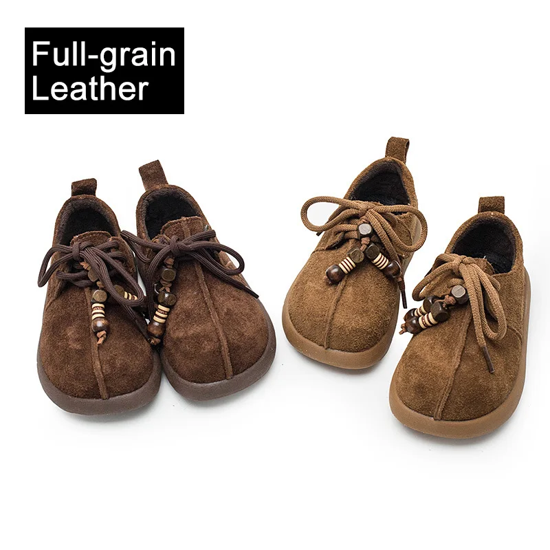 

Girls Cow Suede Leather Shoes 2025 New Spring Meilad Children's Nubuck Retro Thick Soled Casual Shoes Kids Genuine Leather Flats