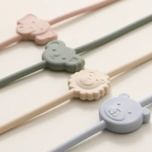 6pcs Baby Silicone Toys Straps ,Cartoon Animal Shape Anti-Lost Adjustable Pacifier Chain For  For Strollers, High Chairs - Image 4