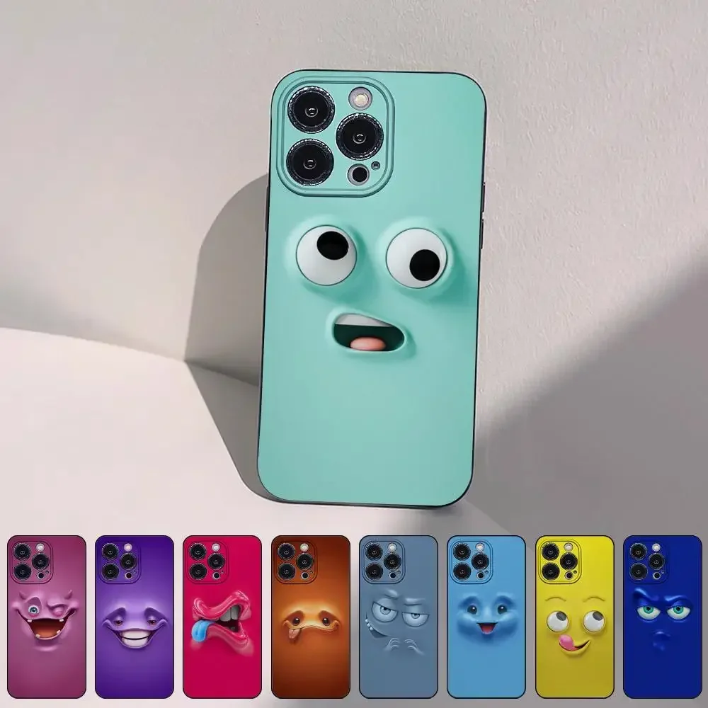 Funny Face Cartoon Mobile Phone Cases for iPhone 15 14 13 Pro Max 11 12 Mini X Xs XR Se 2022 Silicone Soft Shell