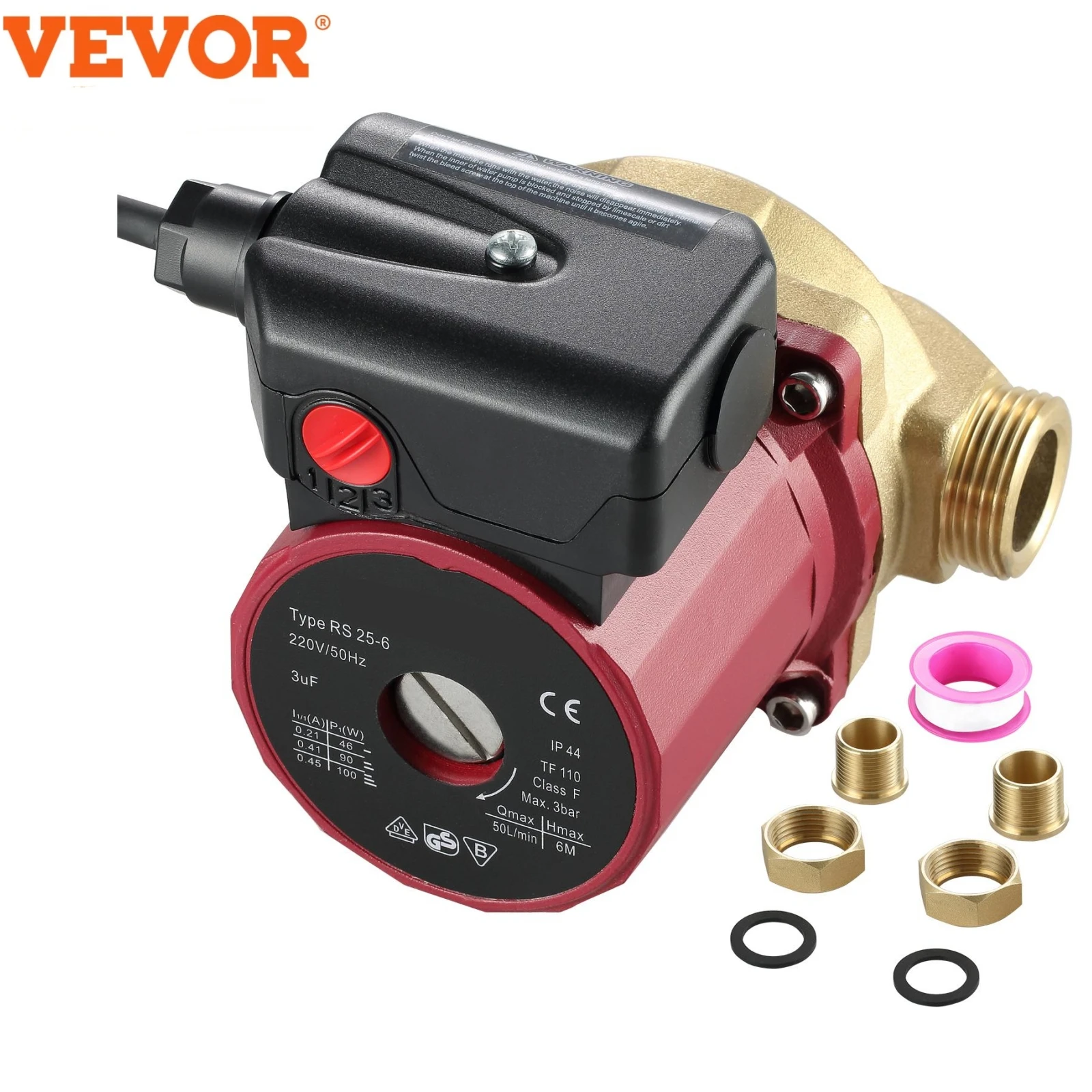 VEVOR Hot Water Circulation Pump 0.6Inch 5.3 GPM 90W Water Booster Pump for Bar Electronic Automatic Home Shower Washing Machine