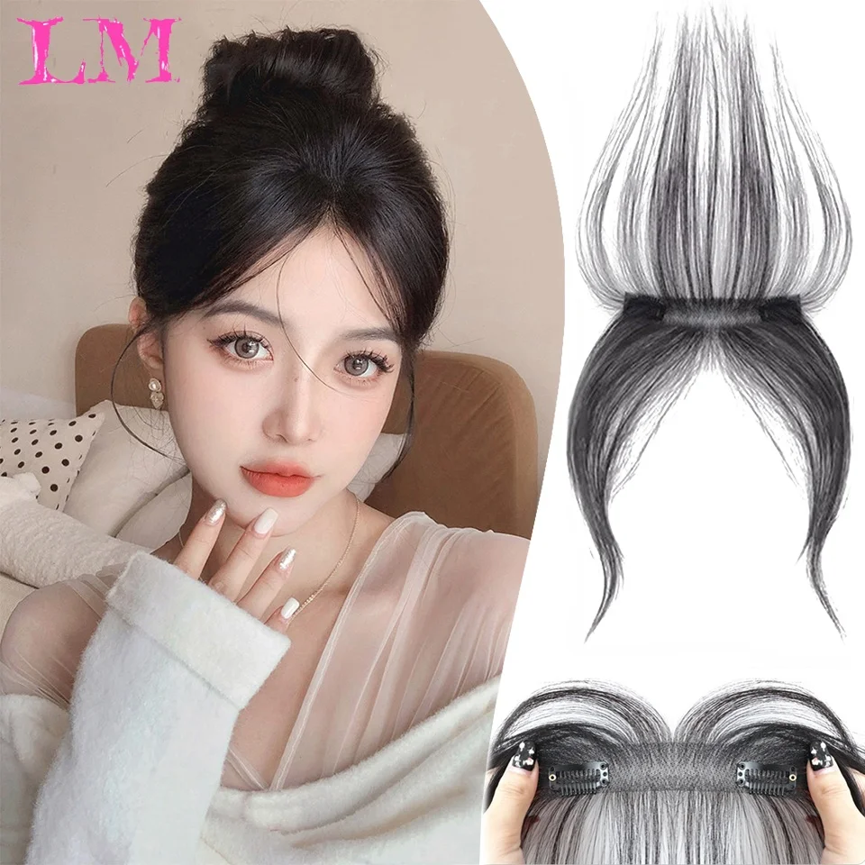 LM Synthetic Natural Forehead Fringes Hair Bangs 3D French Bangs Wig for Women Hair Pieces Head Curtain Piece Eight Shaped Bangs