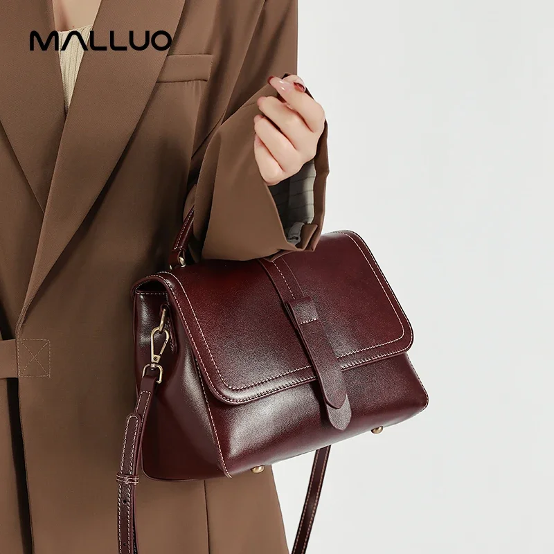 

Women Natural Cow Leather Shoulder Bag Ladies Retro Commuting Durable Cowhide Bags Female Luxury Designer Handbags for Lady New
