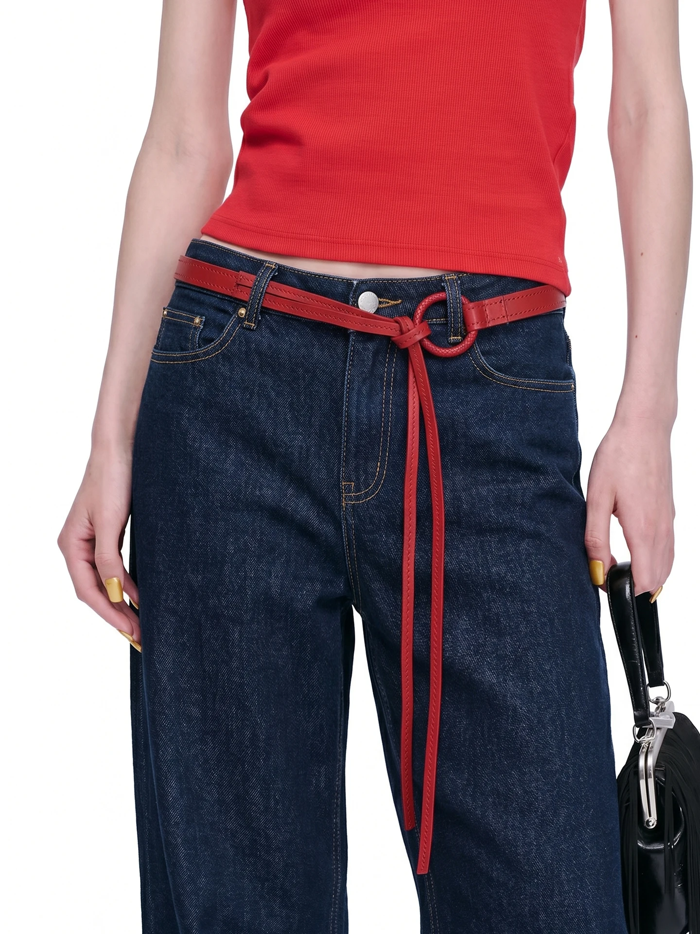elegant-red-belt-women's-fashion-accessory-decorative-knot-waist-cord-high-end-feel-round-buckle-waist-rope-little-belt