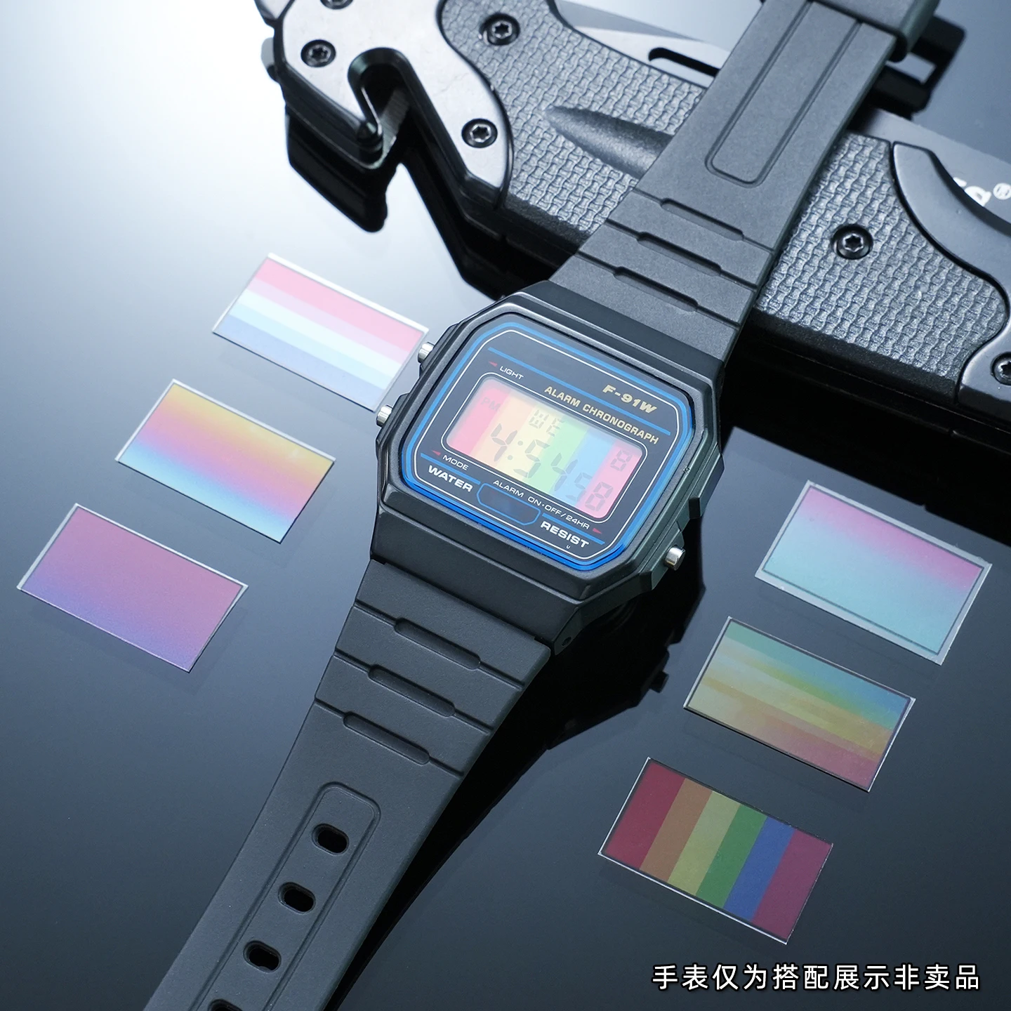 Screen Modification Stickers Rainbow Gradient Display Screen Coating For Casio Small Square F-91W/A158W/A159W Series Accessories