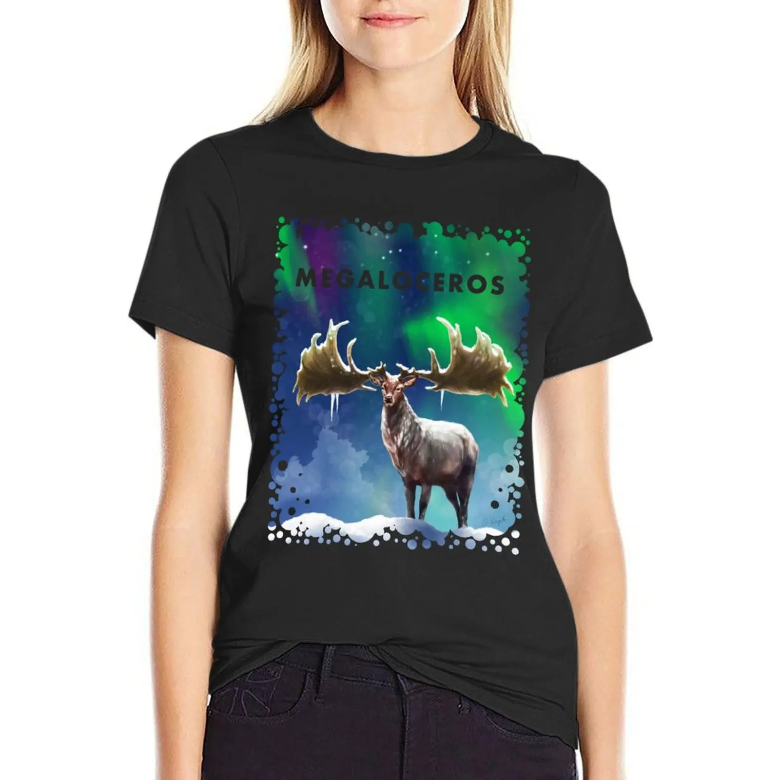 

Megaloceros giganteus - Irish Elk, Giant Deer, original artwork T-Shirt animal print shirt for girls cropped t shirts for Women