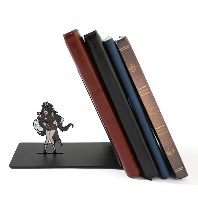 Genshin Impact Anime Game Peripherals Hutao Cartoon Metal Bookshelf Student Book File Office Storage Creative Bookend