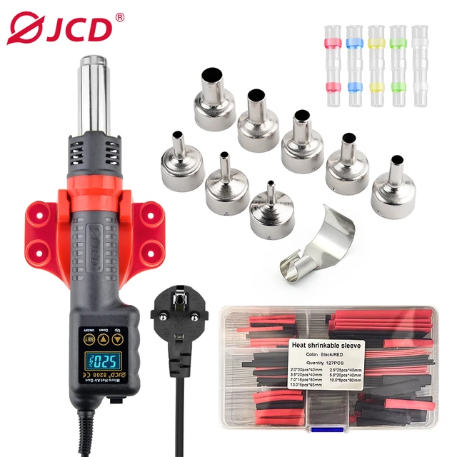 Pistolet na gorące powietrze JCD 750W Micro 8208 Przenośna stacja lutownicza z wyświetlaczem LCD, suszarka do włosów, regulowana temperatura, narzędzia do lutowania BGA