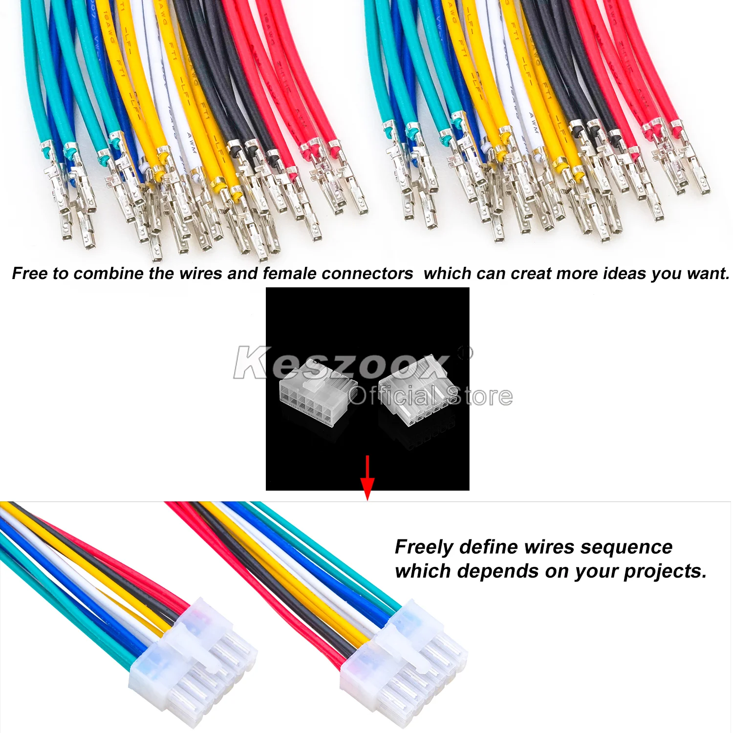 Imagem -04 - Keszoox-macho e Fêmea Molex Conectores Habitação Cabo Pré-crimped Molex Connector Kit 20awg 4.2 mm 26p 5557