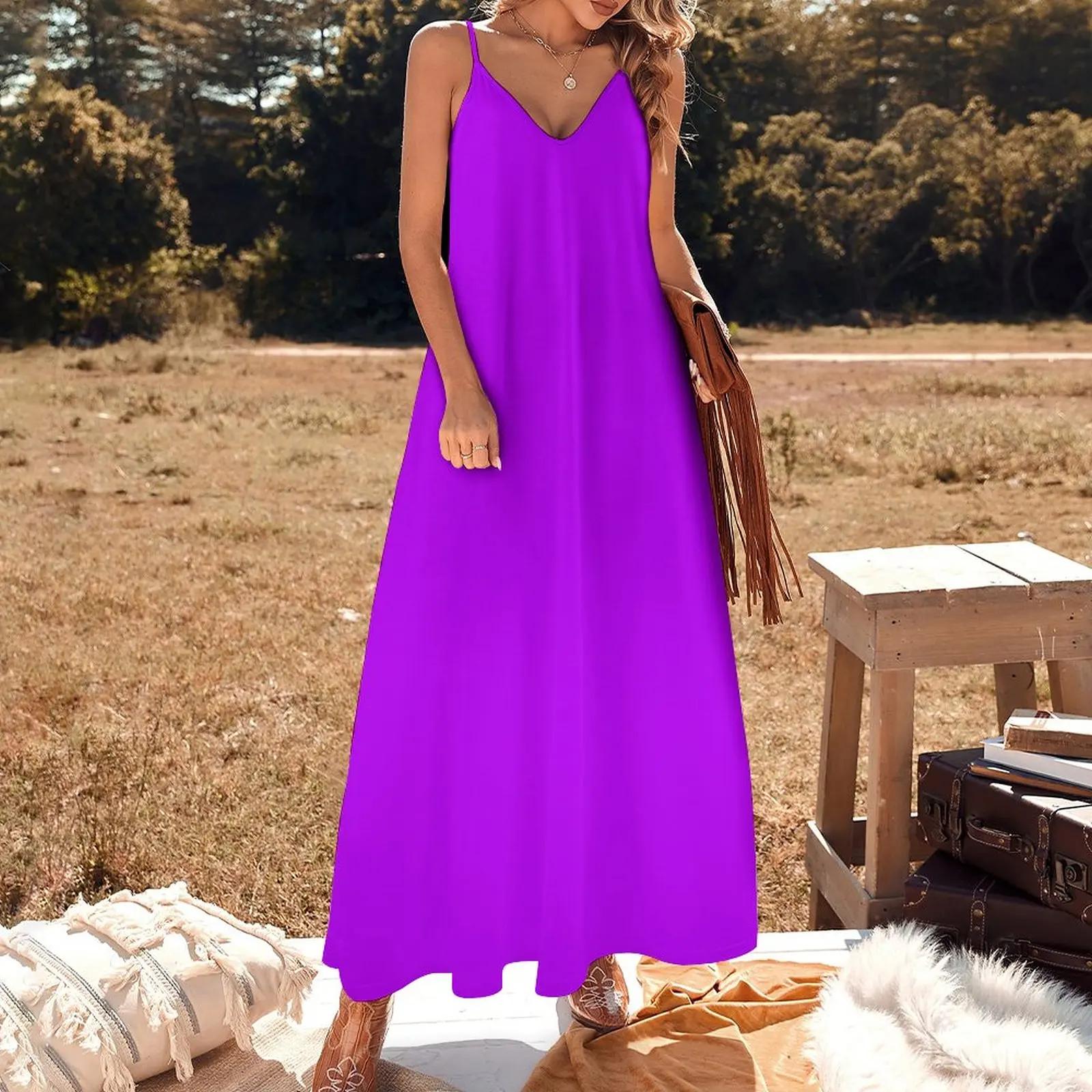 Solid Colour | Electric Purple| Neon purple 2 Sleeveless Dress cute dress long sleeve dress african dresses for woman