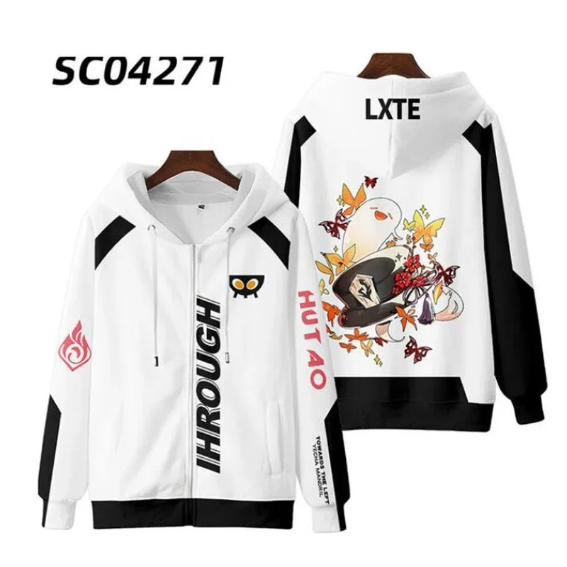 Hot Game Genshin Impact Hu Tao Hutao Cosplay Costume Unisex 3D Hoodie Sweatshirt Streetwear Y2k Fashion Zipper Hooded Jacket