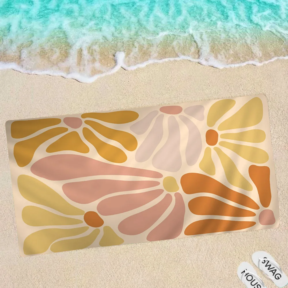 

Abstract Flower Beach Towels Shower Towel Sauna Travel Spa Microfiber Quick Dry Gym Accessories Cute Room Decor