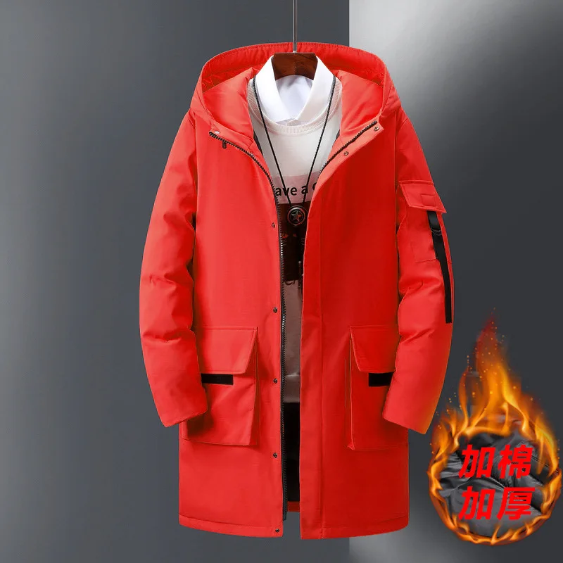 

Women and Men's Casual Long Hooded Parka Jacket Autumn Winter Thicken Warm Mid-length White Duck Down Puffer Jackets