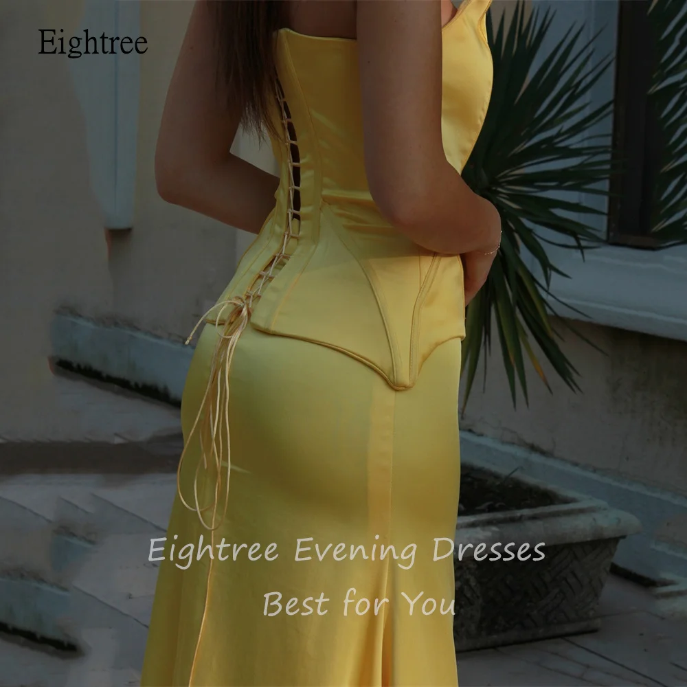 Eightree-vestidos de fiesta de sirena amarillos, vestido de fiesta Formal sin tirantes, sin espalda, largo hasta el suelo, vestidos de fiesta