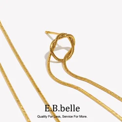 E.B.belle Circular Wire Snake Chain Woven Two Long Tassel Earrings Women's 18K Gold Plated Accessories Stainless Steel Gift