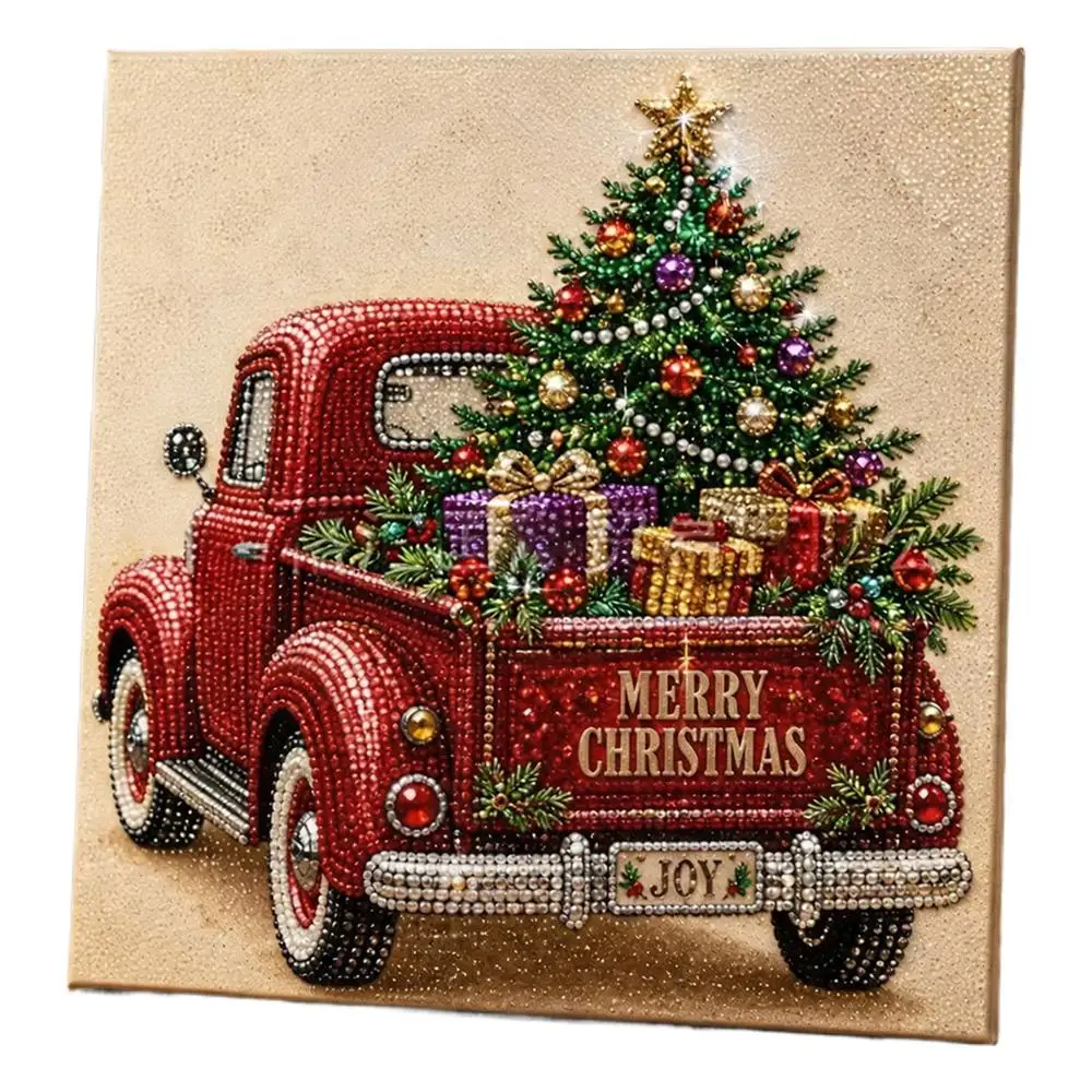 DIY Weihnachts-Perlenkunst-Sets 20x20cm Diamantmalerei Weihnachts-Perlenkunst-Set Weihnachtsmann Elch Auto DIY Dekorationsmalerei 2026 – Detail 1