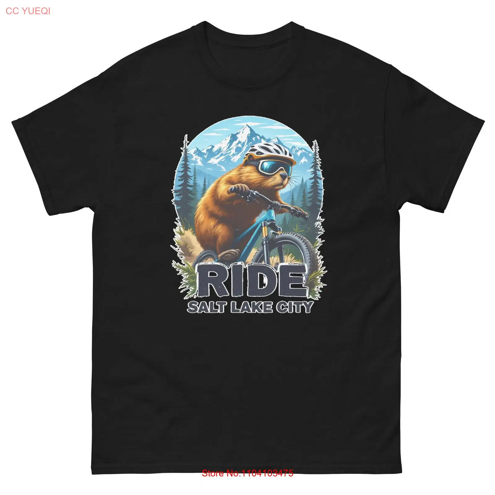 Ride Salt Lake City Beaver Fun USA Bike Cycling Animal T-Shirt