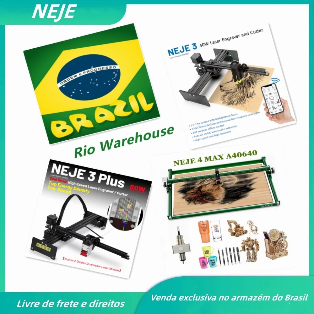 NEJE 4 Max 80W CNC Laser Gravador Cortador Bluetooth 3D Impressora Corte De Madeira Metal Gravura Ferramenta Brasil Stock