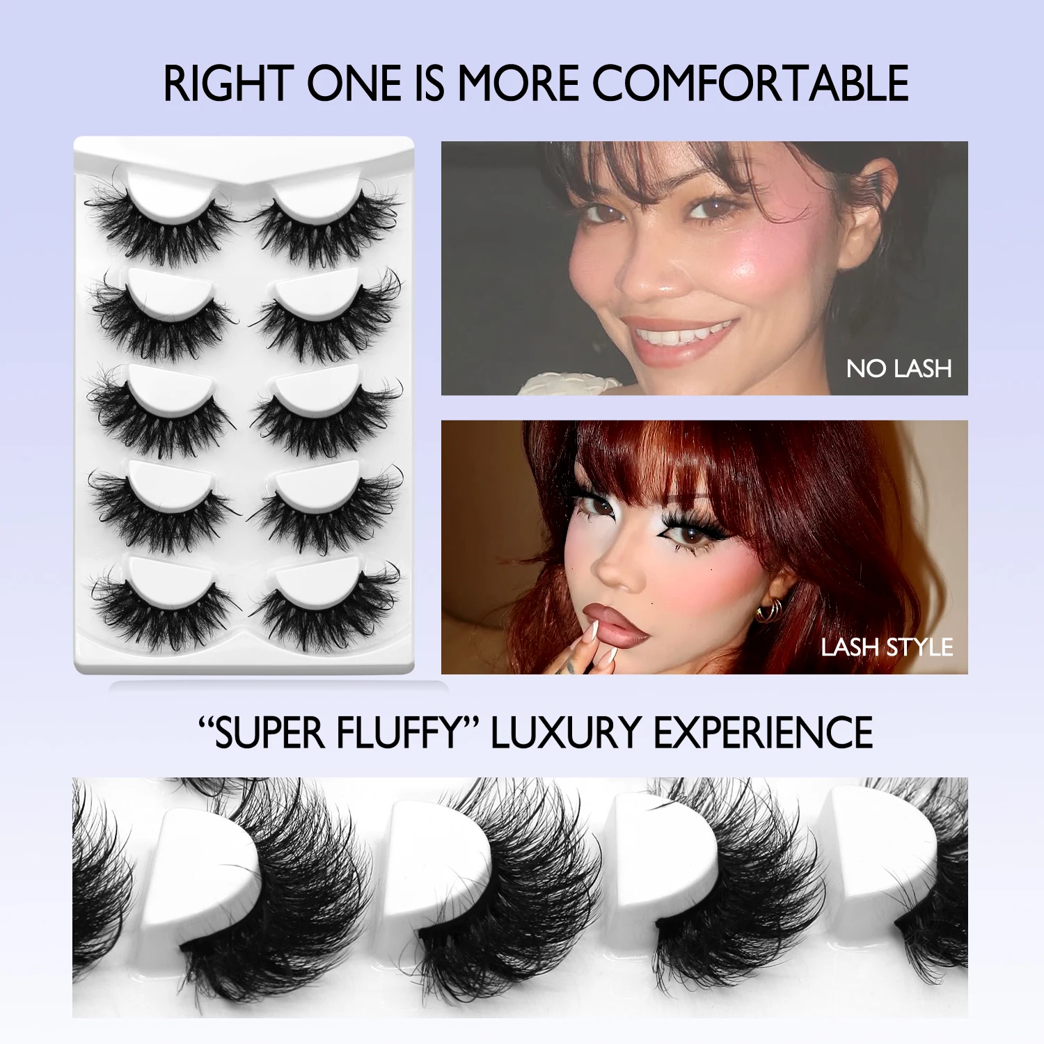 Lasvirey Ciglia soffici Ciglia spesse per occhi di gatto 8D Ciglia soffici volume Drammatico Spessore Soffici Ciglia a striscia completa Estensione Trucco