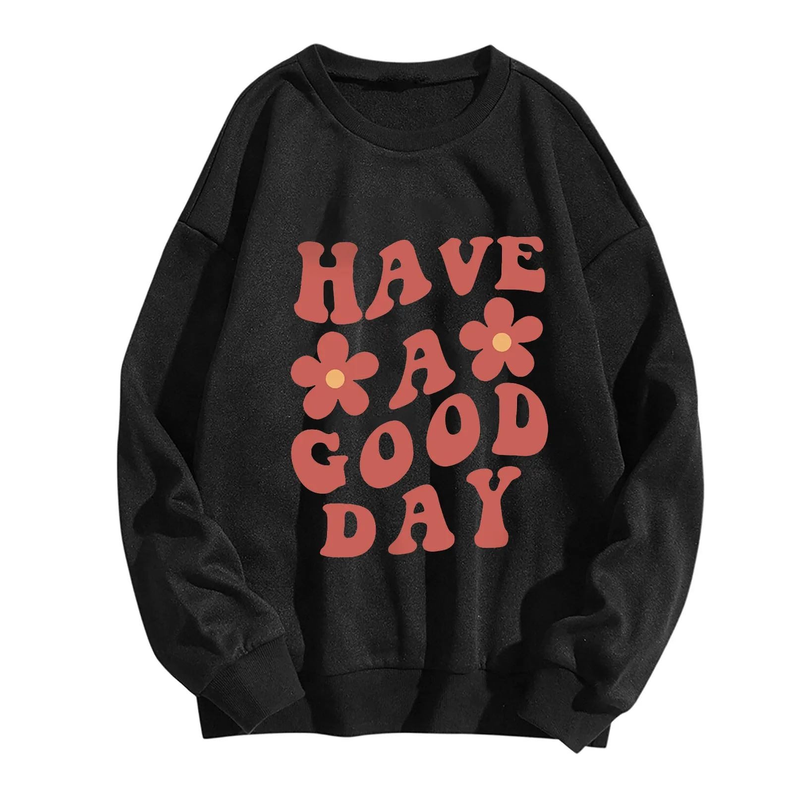 Pink Hoodies Hoodie Women Fashion Letter Print Sweatshirt Long Sleeve Casual Round Neck Sweatshirt Plus Size Pullover Femme