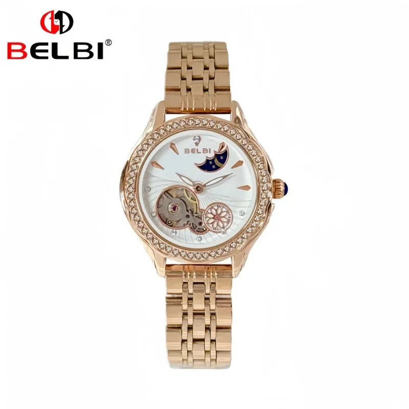 New Women's Watches Luxury Tourbillon Style Original Automatic Mechanical Watch for Woman Waterproof Ladies Watch Reloj Pink