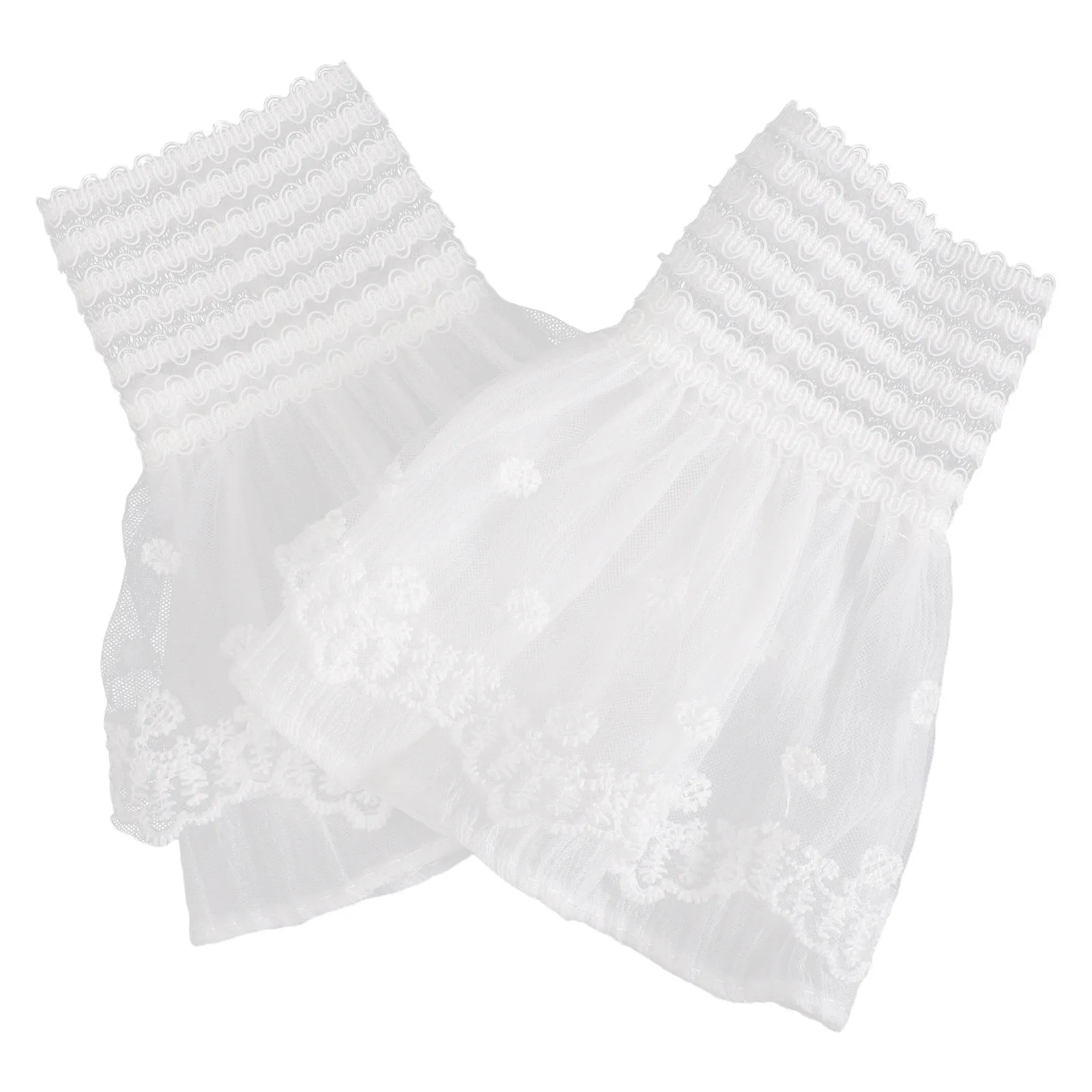 

1 Pair Floral Cuffs Detachable Bridal Sleeve Accessories Elastic Fingerless Lace Cuff For Wedding Dress, Breathable Layered