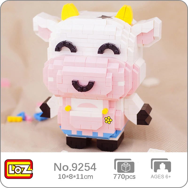 

LOZ 9254 Animals World Stand Cute Smile White Cow Cattle Pet Doll 3D Mini Diamond Blocks Bricks Building Toy For Children No Box