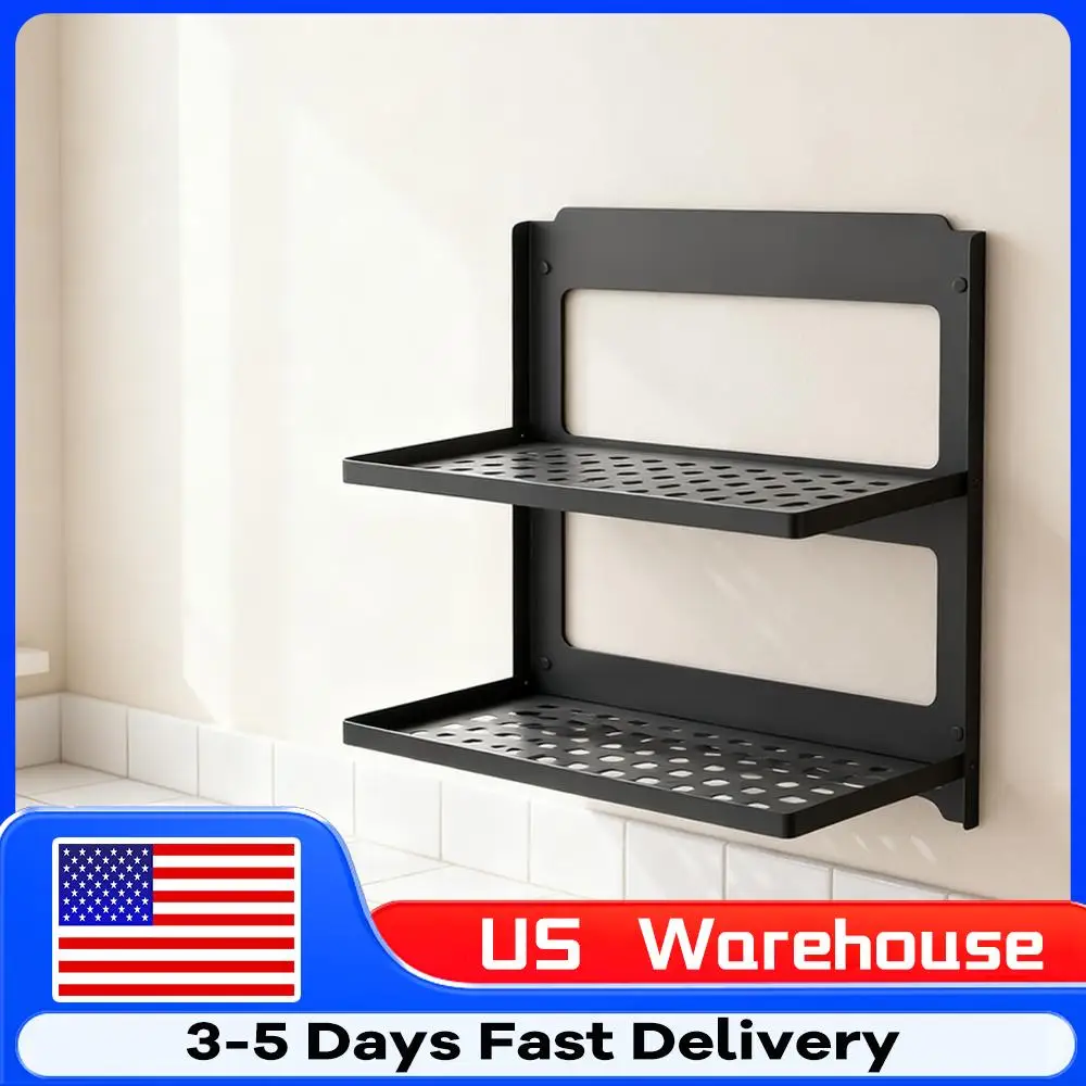 

Двухуровневая настенная полка-органайзер для ванной, кухни и прачечной