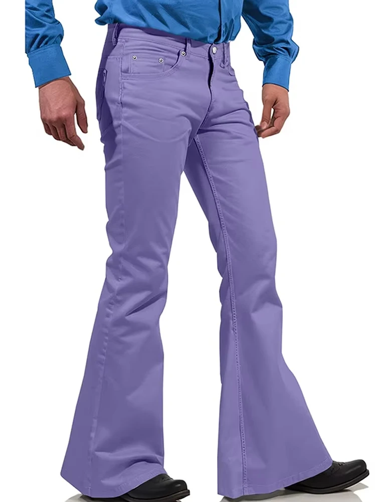 

2025 Spring Autumn Casual Stretch Slim Trousers For Mens Outdoor New Fashion Men Trousers Trendy Men's Solid Color Flared Pants