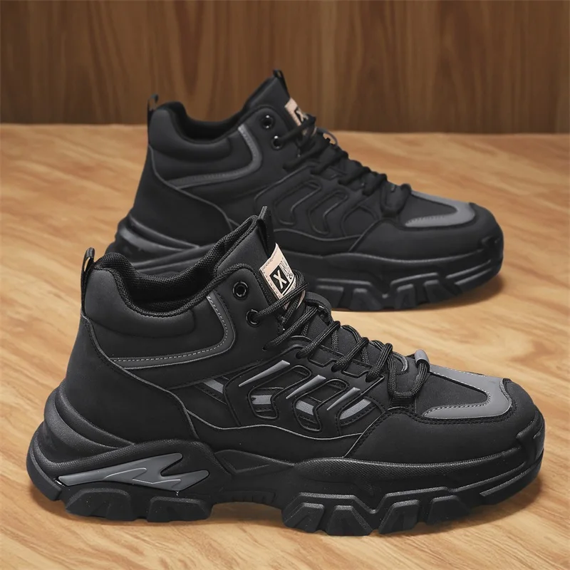 

Men's boots four season casual fashion high top boots casual boots anti slip thick sole height increase commuting workwear boots