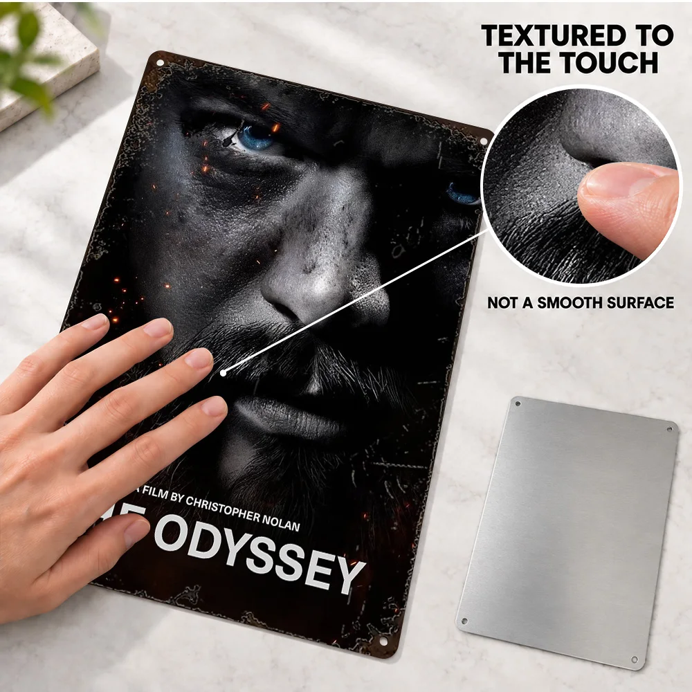 Odyssey Bearded Man Close Up Printed Poster Personalized Aluminum Metal Sign Detailed Graphic Composition Wall Art For Bedroom