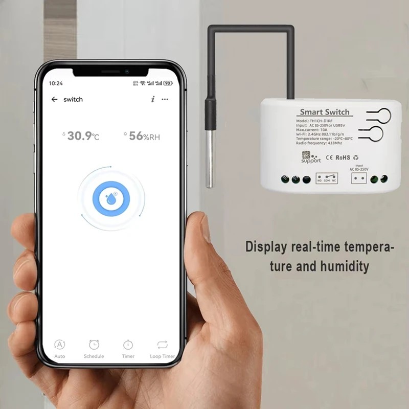 Smart Wifi Interruttore di umidità della temperatura Relè a contatto secco passivo Termostato Monitor Sensore di temperatura A
