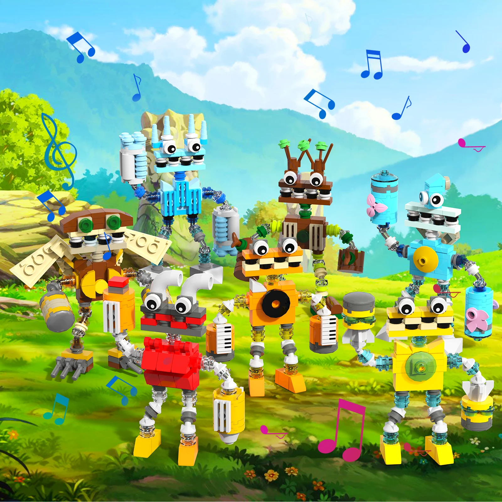 689 buah My Singing Monsters Wubbox 7-in-1 monster supranatural permainan seri blok bangunan DIY robot Set untuk hadiah ulang tahun anak-anak