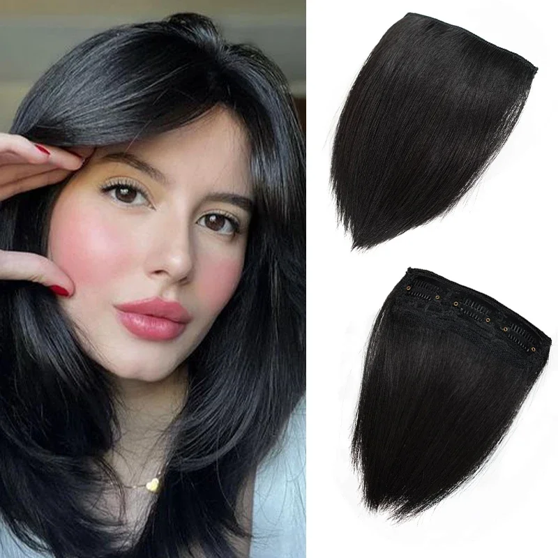 100% Human Hair Women Invisable Seamless Hair Pads Clip in 3Clips Increase Volume Hair Extensions Top Side Cover Hairpiece