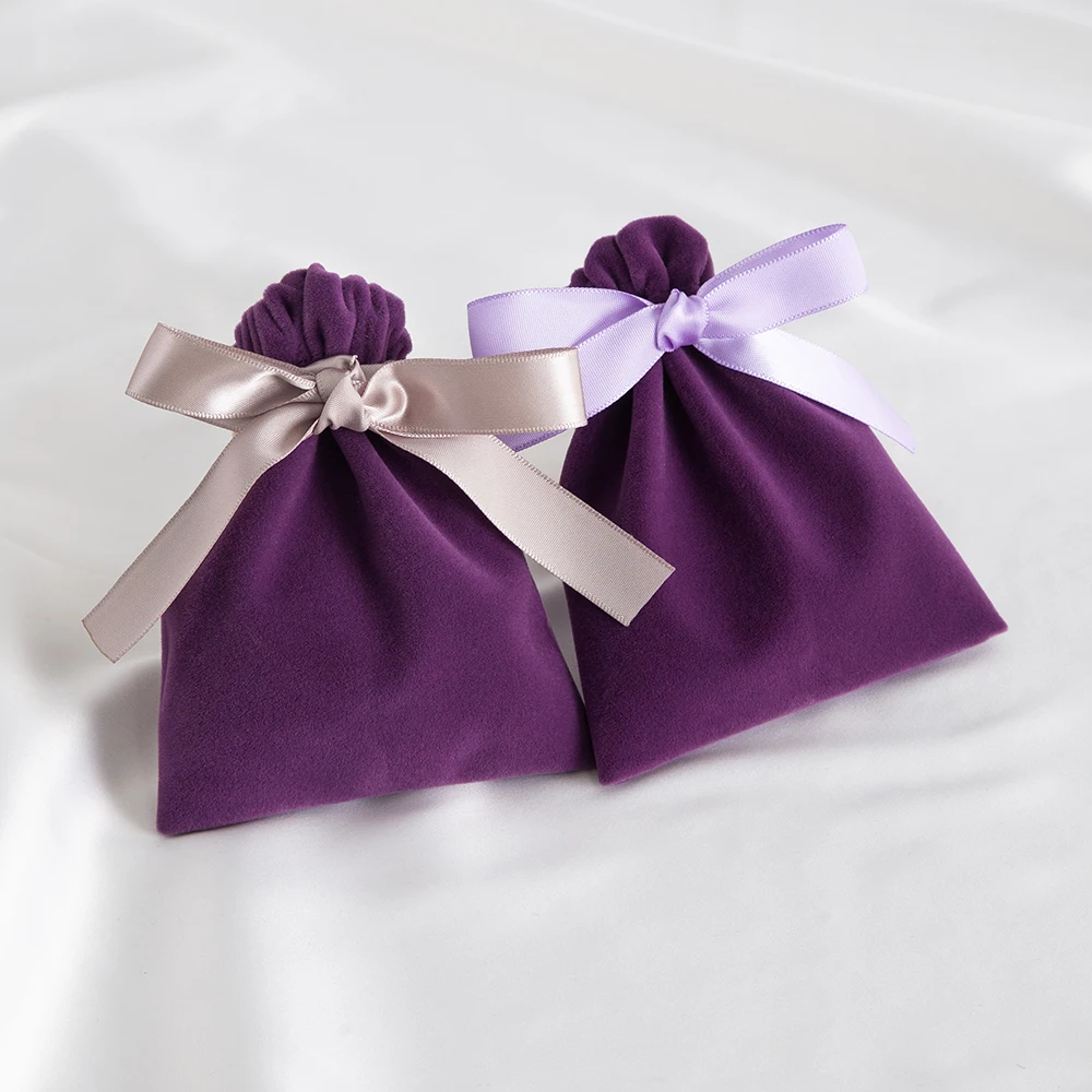 5Pcs Purple Jewelry Velvet Bag 7x9cm 10x12cm 12x15cm 15x20cm Suede Gift Packaging Wedding Favors Candy Earrings Bracelet Pouches