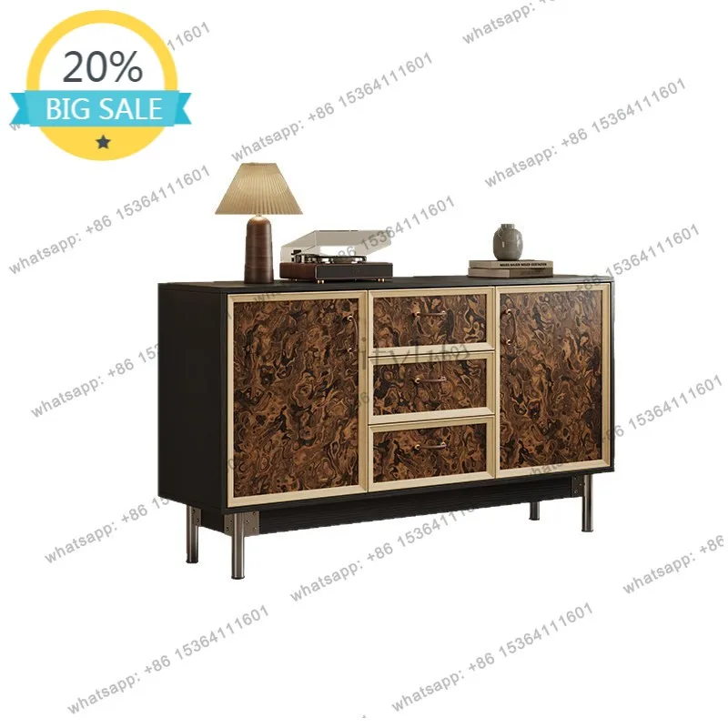 D382026 French retro solid wood bucket cabinet living room wall storage cabinet