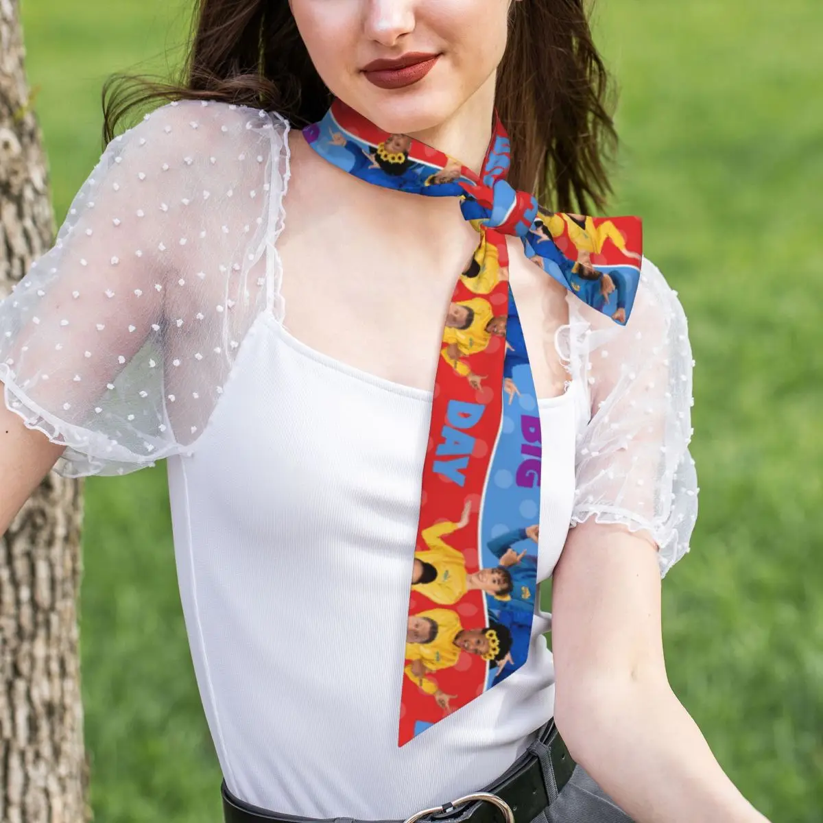 The Wiggles Tv Show Music Band (18) Women Long Narrow Scarf Silky Skinny Scarf Multi-use Neck Head Wrap for Office Daily Party