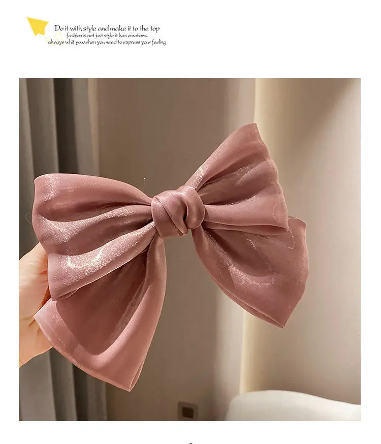 Korean Fashion Fabric Yarn Large Bow Hairpins for Women Girls Elegant Bow Tie Hairgrip Vintage Hair Clip Hair Accessories