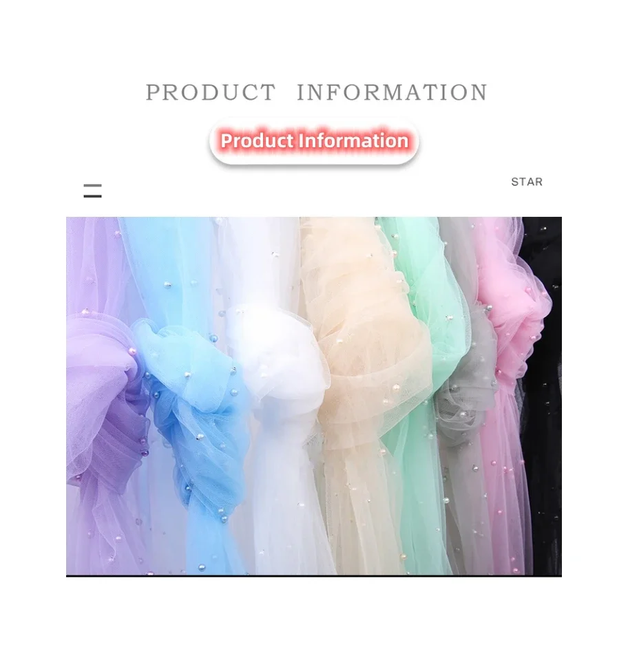 2メートル/ロット幅の柔らかいシルクのような滑らかなパールメッシュレース生地、手縫いDIYウェディング衣料