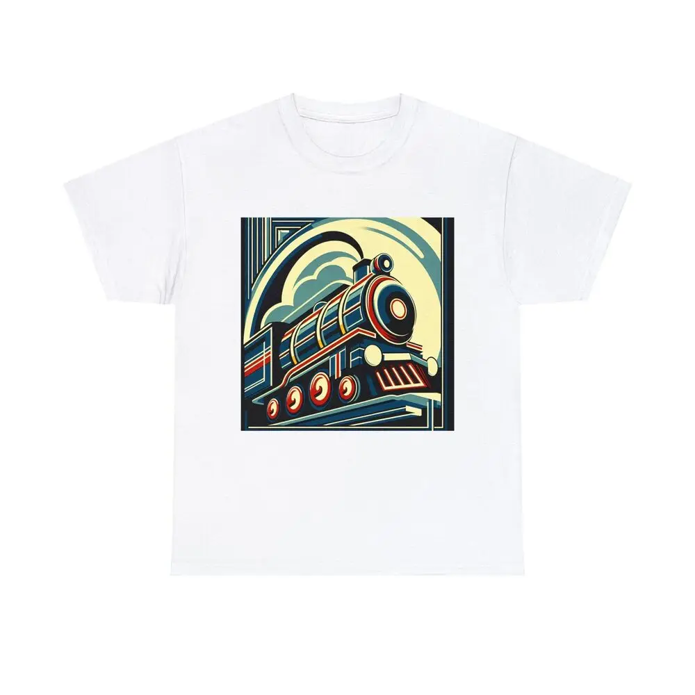 Designer Vintage Art Deco Toy Train Travel Locomotive Sleek Graphic T-shirts Vintage High Quality 100%Cotton