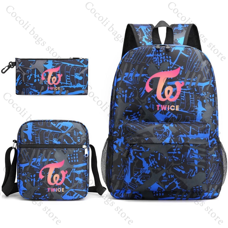 Kpop TWICE Print Backpack 3 Pieces Set Backpack Bag School Bag Large Capacity Girls' School Backpack Teenage Youth Backpacks